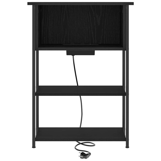 Nattbordskap Svart eik 55 x 31 x 76 cm Konstruert tre Nattbordskap Svart eik 55 x 31 x 76 cm Konstruert tre