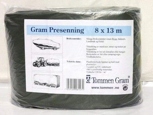 PRESENNING 8X13M 130 G/M2 GRØNN PRESENNING 8X13M 130 G/M2 GRØNN