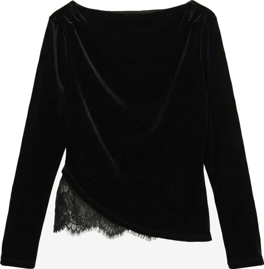 Vero Moda - Topp Vmrikke Ls Boatneck Lace Mix Top Jr - Svart