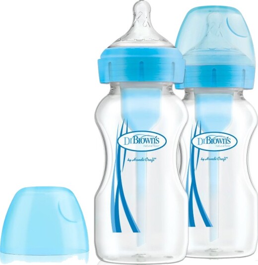 Dr. Brown's Smokkeflasker 270ml 2-Pakning Klar/Blå Fra 0 Mnd Dr. Brown's Smokkeflasker 270ml 2-Pakning Klar/Blå Fra 0 Mnd