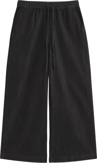 Lindex Wide Denim Trousers With Elastic Waist Black 44/46