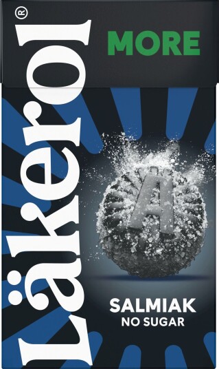 Läkerol More Salmiak No Sugar - Sukkerfrie Pastiller med Salmiakksmak 30 gram