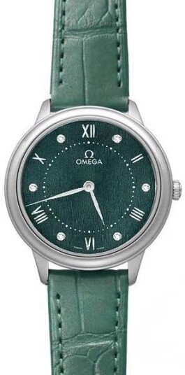 Omega Dameklokke 434.13.30.60.60.001 De Ville Prestige Grønn/Lær