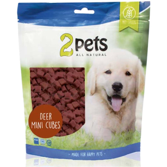 2 Pets Hjort Mini Cubes 400 g - Naturlige Hundegodbiter 2 Pets Hjort Mini Cubes 400 g - Naturlige Hundegodbiter