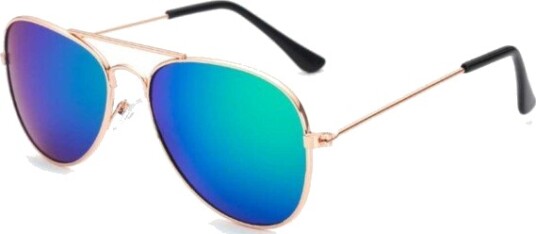 Pilot solbriller for barn - barns solbriller - Gold Green Mirror Glass