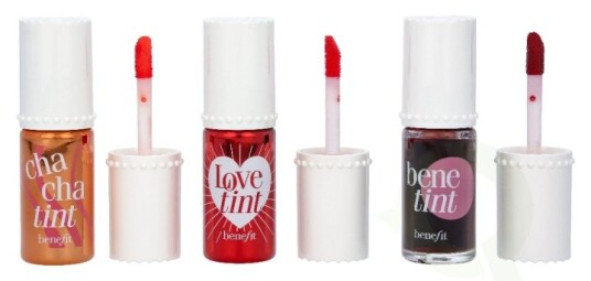 Benefit Lip Tints to Love Set 18 ml 3x6ml - 1x Chachatint Lip & Cheek Stain 6ml/1x Lovetint Lip & Cheek Stain 6ml/1x Benetint Lip & Cheek Stain 6ml Benefit Lip Tints to Love Set 18 ml 3x6ml - 1x Chachatint Lip & Cheek Stain 6ml/1x Lovetint Lip & Cheek Stain 6ml/1x Benetint Lip & Cheek Stain 6ml