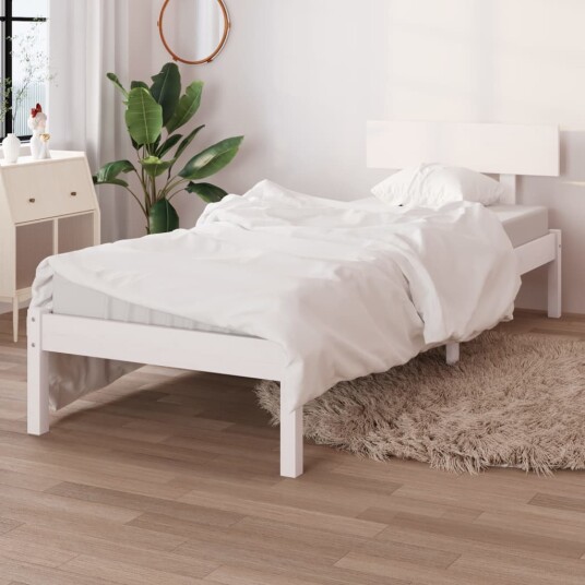 vidaXL Sengeramme hvit heltre furu 90x200 cm