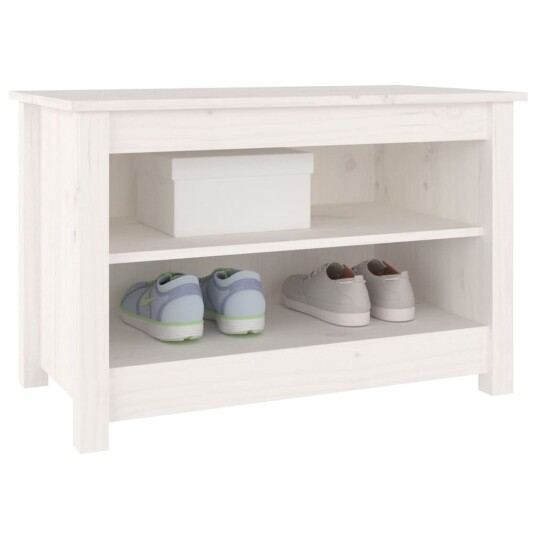 vidaXL Skobenk hvit 70x38x45,5 cm heltre furu