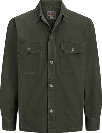 Jack & Jones Jjecolton Canvas Overshirt Ls Sn Khaki green L