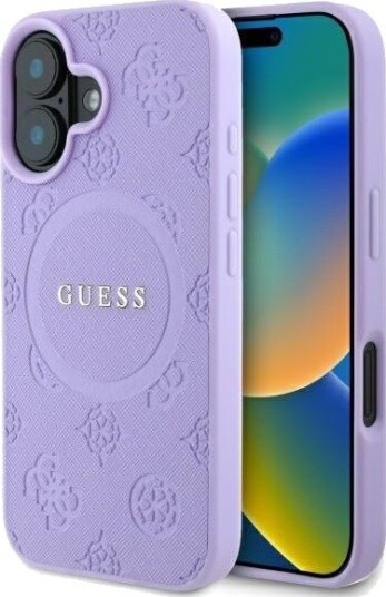 Guess Saffiano Peony MagSafe Mobildeksel til iPhone 16 Plus - Lilla Guess Saffiano Peony MagSafe Mobildeksel til iPhone 16 Plus - Lilla