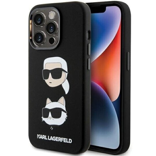 Karl Lagerfeld Silikon Mobildeksel Karl & Choupette til iPhone 15 Pro Max Svart