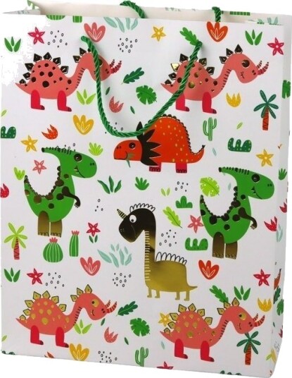 Leantoys Gavepose I Papir Fargerike Dinosaurer Palmer 32 Cm X 26 Cm X 10 Cm Leantoys Gavepose I Papir Fargerike Dinosaurer Palmer 32 Cm X 26 Cm X 10 Cm