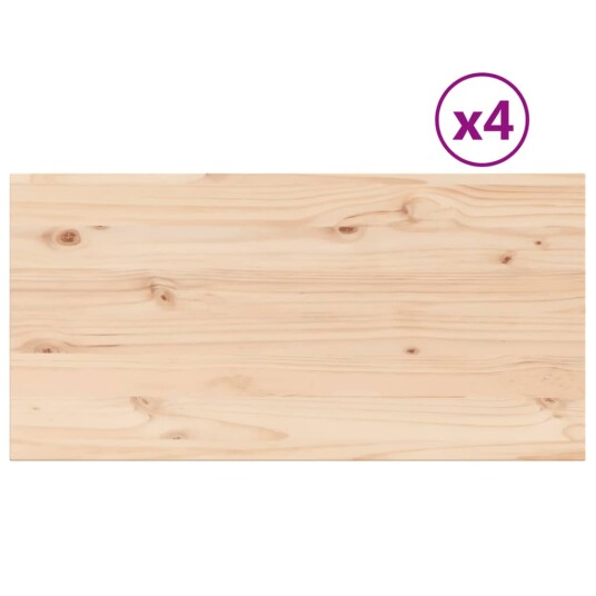  Bordplater 4 stk 90x45x1,7 cm rektangulær heltre furu 847421