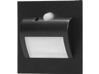 ORNO DRACO LED NEW 1.5W, a recessed luminaire for stairs, 12VDC, 30lm, 3000K, black, motion and dusk sensor AD-OS-6164LR3/B
