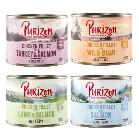 Purizon Spesialpris! Adult 6 X 200 G Kornfritt Blandet (2 X Laks 2 X Villsvin 1 X Lam & Laks 1 X Kalkun & Laks)