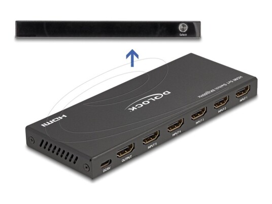 Delock - Video/Audio Switch - 1 X Hdmi Output, 8K 60 Hz - 5 X Hdmi - Stasjonær