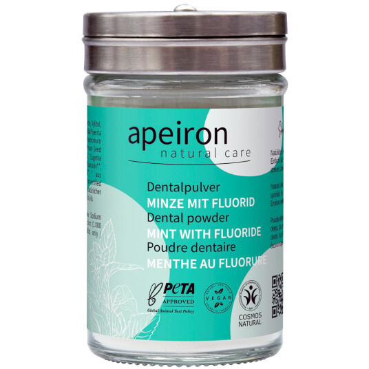 Naturlig tannkrem Pulver APEIRON Mint + Fluor 40g