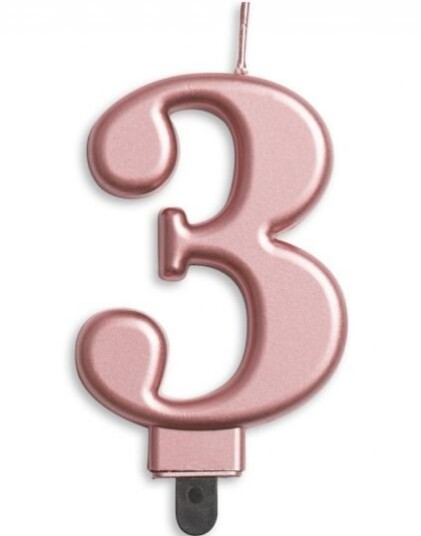 Tallet 3 Rose Gullfarget Kakelys 9 cm Tallet 3 Rose Gullfarget Kakelys 9 cm