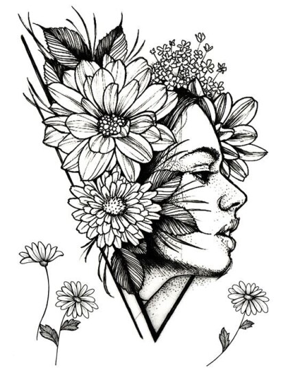 Flowerwoman 3 stk Tatoveringer Fake Tattoo