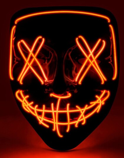 El Wire Purge Skummel Smilende Maske med Rødt LED Lys El Wire Purge Skummel Smilende Maske med Rødt LED Lys
