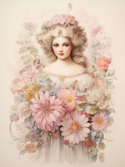 Plakat Dame med Blomster