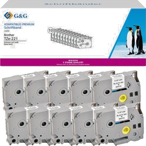 G&Amp G 20101 Svart På Hvitt Kontinuerlig Etikett Tze Grå Brother Brother Ptouch 1000 Brother Ptouch 1010 Brother Ptouch 1280 Brother Ptouch 1750 Brother Ptouch 18R...