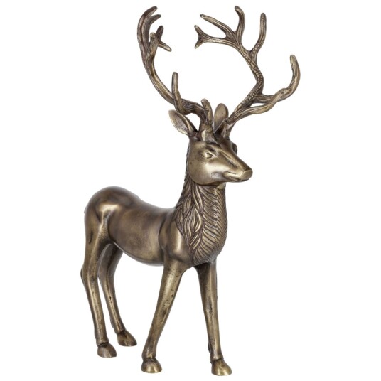  Dekorativ hjort Deer M 20.5x45.75x30.5 cm BxHxD Gullfarge