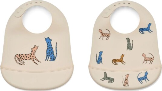 Liewood Tilda printed silicone bib 2pk leopard multi mix