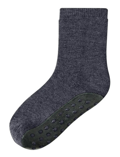 name it Nmmwaksi Wo/Bl Terry Sock Extra Non Skid - Navy - 22-24