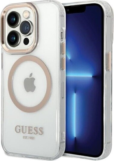 Guess Metal Outline MagSafe Mobildeksel til iPhone 15 Pro Max - Gull Guess Metal Outline MagSafe Mobildeksel til iPhone 15 Pro Max - Gull
