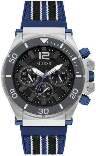 Guess Herreklokke GW0415G2 Pilot Sort/Gummi Ø50 mm