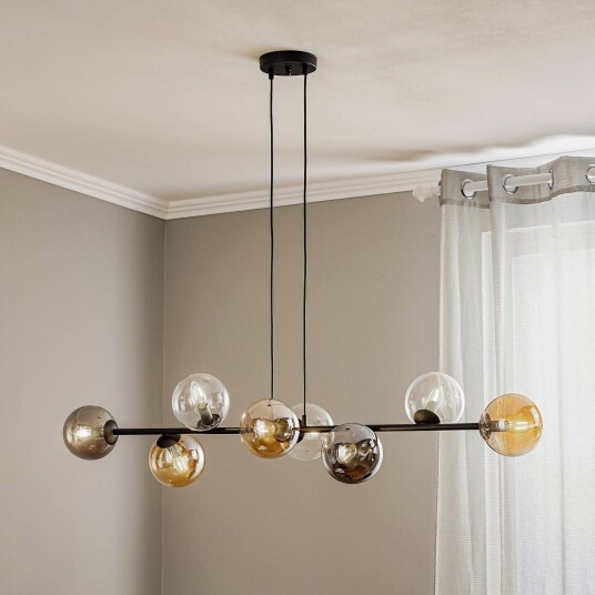 EMIBIG LIGHTING Glassy hengelampe 8 lyskilder svart grafitt/amber/klar EMIBIG LIGHTING Glassy hengelampe 8 lyskilder svart grafitt/amber/klar