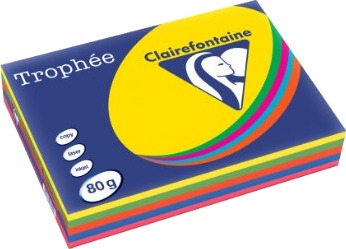 Clairefontaine 1708C Laser /Inkjet Utskrift A3 297X420 Mm 500 Ark 80 G/M² Blå Grønn Oransje Rosa Gult 5 Stykker Clairefontaine 1708C Laser /Inkjet Utskrift A3 297X420 Mm 500 Ark 80 G/M² Blå Grønn Oransje Rosa Gult 5 Stykker