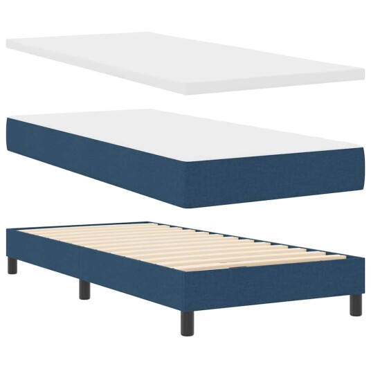 Box Spring Seng med Madrass Blå 80x200 cm Stoff