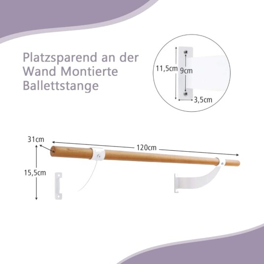 120 cm lang ballettstang i tre inkludert veggavstand veggmontert dansebar naturlig 120 cm lang ballettstang i tre inkludert veggavstand veggmontert dansebar naturlig