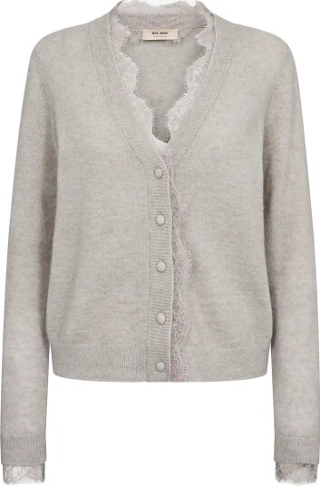 MOS MOSH Mmhelmi Lace Knit Cardigan   MOURNING DOVE   XS