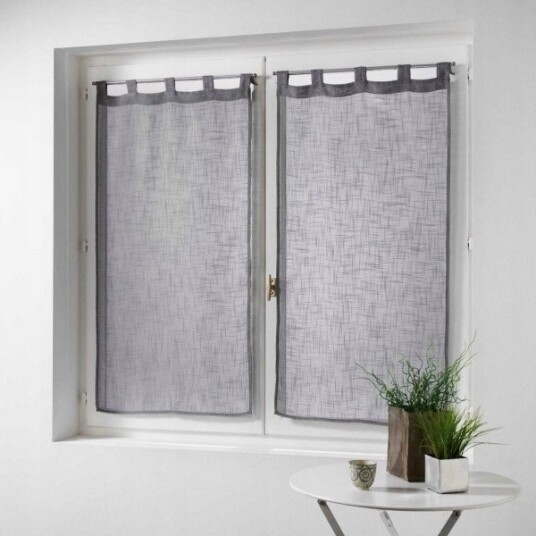 Douceur D`Interieur Kort Kjøkkengardin Haltona 60X160 Cm Grå 2 Stk.