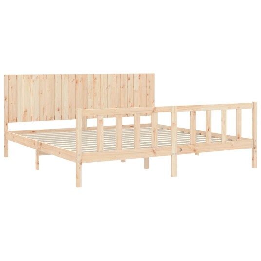 Sengeramme med madrass 200x200 cm heltre furu 3192966