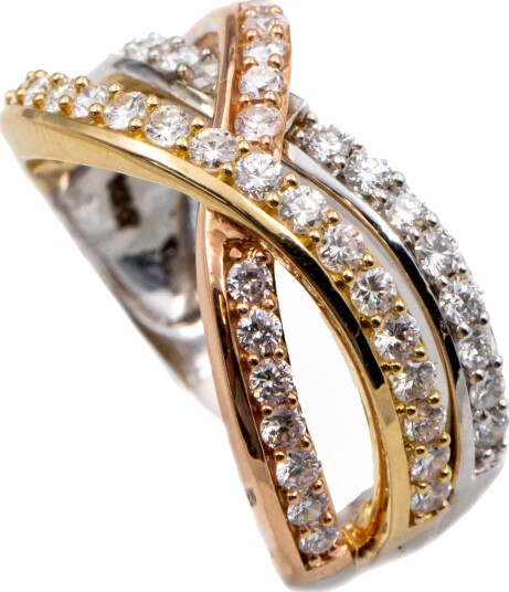 By Gullfunn Verona diamantring med 1 ct diamanter  størrelse trefarget ring med 1 ct  Str. 54