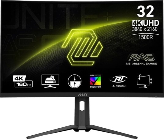 MSI MAG 321CUP 32" QD-OLED Gaming Monitor 4K med 160Hz - Bøyd, Sort
