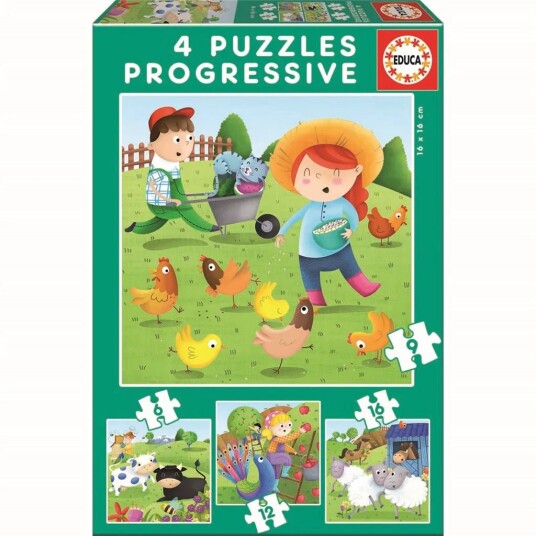 Educa Progressive Puzzle Set Farm Theme 4 Puzzles for Little Farmers! Educa Progressive Puzzle Set Farm Theme 4 Puzzles for Little Farmers!
