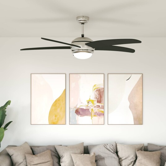 vidaXL Takvifte med lys og fjernkontroll Ø 130 cm Svart vidaXL Takvifte med lys og fjernkontroll Ø 130 cm Svart