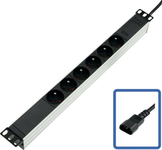 Lanview Power Strip 19 - 6 Way - Full Aluminium With C14 Ups Port, Svart, Svart, 2,5 M, 4000 W, 510 Mm, 97 Mm Lanview Power Strip 19 - 6 Way - Full Aluminium With C14 Ups Port, Svart, Svart, 2,5 M, 4000 W, 510 Mm, 97 Mm