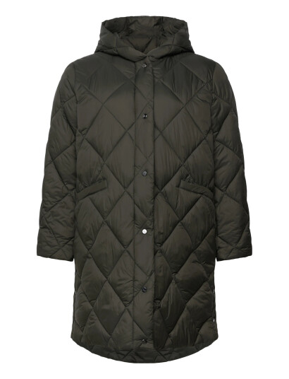 Lauren Women Hooded Diamond Quilted Down Coat   Green   54 56