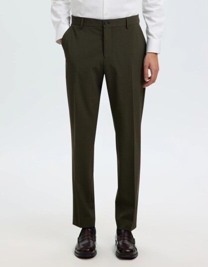 Selected Slmslim Liam Mini Hounds Trs Flex Noos Khaki green 44