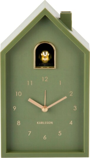 KARLSSON Alarm Clock Modern Cuckoo Oro Luxury Green   Khaki green   H 20CM