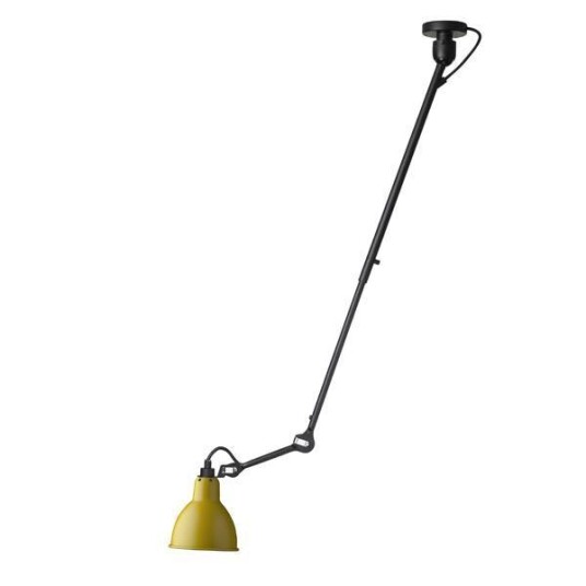 Lampe Gras N302 Taklampe Matt Sort & Matt Gul