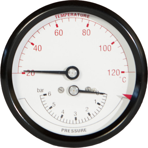 Termomanometer 0–6 bar 20–120°