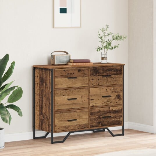 Kommode med skuff Gamle tre 91 x 35.5 x 74.5 cm Konstruert tre Kommode med skuff Gamle tre 91 x 35.5 x 74.5 cm Konstruert tre
