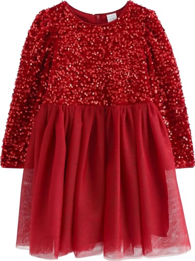 Lindex Dress With Sequins DARK DUSTY RED 104